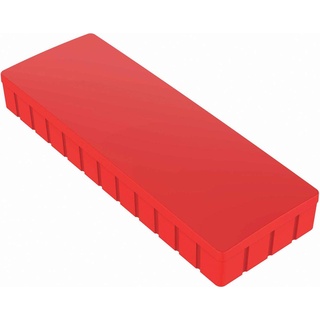 MAUL Magnete MAULsolid 54x19mm (10 Stück) | Mini Magnete aus Kunststoff mit hoher Haftkraft | Starke Magnete für Whiteboard und Magnettafel | ideal für Büro, Homeoffice und Werkstatt | Rot