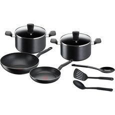 Tefal Super Cook B459S984 Kochgeschirr, 9-teilig, Pfanne 24 cm + Wok 28 cm + Kochtöpfe 22/24 cm + Kochgeschirr, keine Induktion, Antihaftbeschichtung, ergonomischer Griff, Super Cook