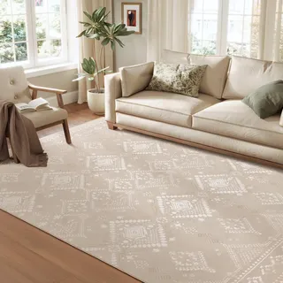 Songmics Boho Teppich Cappuccino Beige 200 x 290 cm