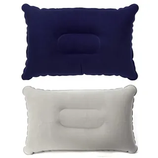 NHPY 2 Stück Aufblasbares Kissen, 33 * 22Cm Camping Reisekissen, Luftkissen, Sitzkissen Aufblasbar Für Auto Für Camping Und Reisen(Grau/Blau)
