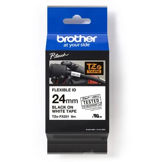 Brother Schriftband TZe-FX251 Schwarz auf Weiß 24 mm 8 m 1 St.