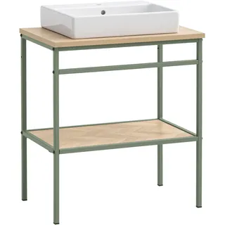 Waschtisch WELLTIME, eiche hell, pistazie, B:70cm H:89,2cm T:45cm, FSC-zertifizierter Holzwerkstoff, Waschtische, Waschtisch, Made in Germany