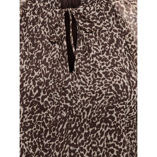 Chiffonbluse ONLY "ONLLERI-PENINNA S/S TIED NECK SHIRT WVN", Damen, Gr. L, chocolate martini aop:leo cow dreams, Web, Obermaterial: 100% Polyester, bedruckt, regular fit normal, Blusen Chiffonbluse, Polyester, regular fit