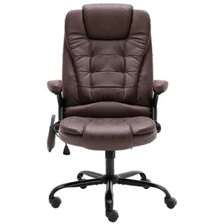 vidaXL Bürostuhl mit Massagefunktion Dunkelbraun Wildleder-Optik - Braun