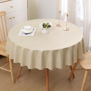 Homaxy Leinenoptik Tischdecke Abwaschbar Lotuseffekt Tischtuch Leinendecke Wasserabweisend Tafeldecke Tischwäsche Fleckschutz, Rund 140cm, Cream