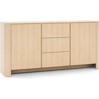 Aura Kommode KSZ 168 cm in Vicenza Eiche mit drei Schubladen und abgerundeten Seiten - Braun