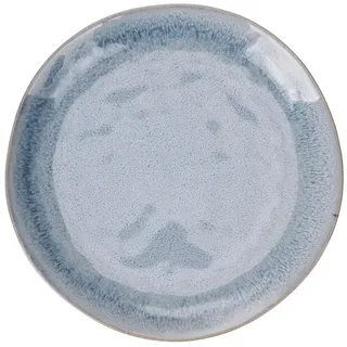 Villa d'Este Home Tivoli The Market E Speiseteller aus Steinzeug, Hellblau, mit braunem Rand, 6 Stück