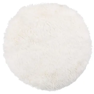 Brandsseller Sitzkissen Teppich Ø 38 cm Lammfelloptik rund Kunstfell Fellimitat Langflorteppich Lammfellauflage Schaffellimitat - Creme