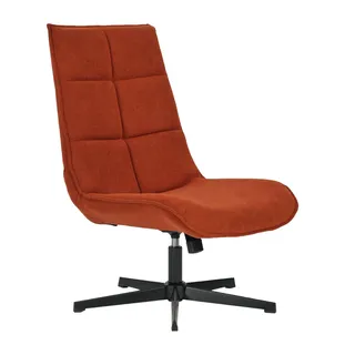 39F FURNITURE DREAM Modern Swivel Lounge Chair with Reclining Function Fabric seat cushionmetal Base, Orange-red, 63.5x85x93cm