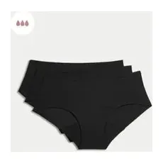 Womens M&S Collection 3er-Pack Shorts ohne sichtbare Abdrücke mit hoher Saugkraft für die Tage - Black, Black, UK 6 (EU 34)