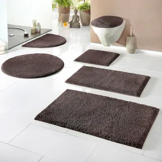 my home Badematte »Maren, Badvorleger, Badezimmer Teppich« Höhe 15 mm rutschhemmend beschichtet fußbodenheizungsgeeignet Bio-Baumwolle, Badteppich, Badematten auch als 3 teiliges Set, grau