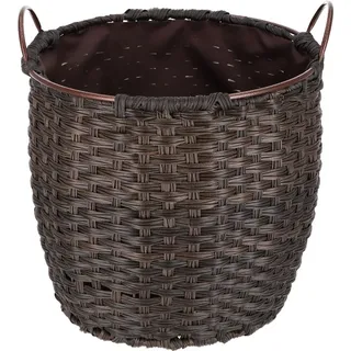 TermaTech Kaminholzkorb „Rattan“ 35 Liter, Ø 37 cm, braun, Schmutzfang