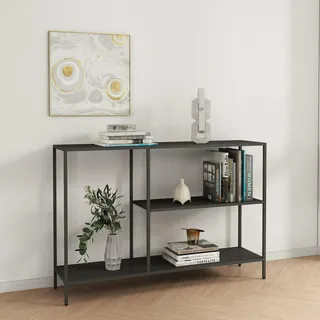 Dmora Konsole Uva 120x30x80 cm Grau, 2 Ablagen, 3 Fächer