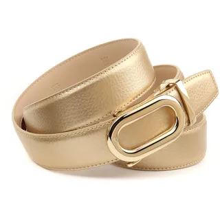 Ledergürtel ANTHONI CROWN, Damen, Gr. 105, gold, Rindsleder, unifarben, Gürtel Ledergürtel, Automatik Schließe, abgesteppte Ränder, leicht bombiert