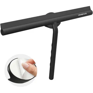 Minismus Duschabzieher, Abzieher Dusche mit Magnethalter, 33 cm, Schwarz | Duschabzieher Silikon, Duschwand Abzieher, Duschabzieher Schwarz, Magnethalter ohne Bohren, selbstklebend, schlierenfrei