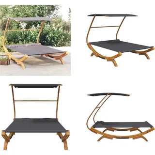 vidaXL Loungebett mit Dach 165x203x138 cm Bugholz Massiv Anthrazit - Hängematte - Hängematten - Garten Hängematte - Garten Hängematten - Grau