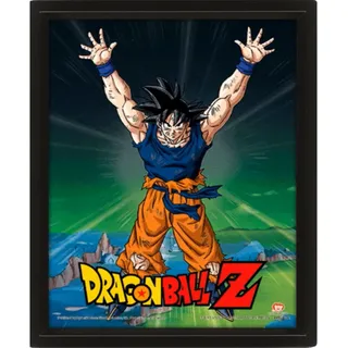 Pyramid International Dragon Ball Z 3D Lentikular Poster im Rahmen (Super Saiyan Goku Design) 25cm x 20cm x 1.3cm - Offizielles Lizenzprodukt