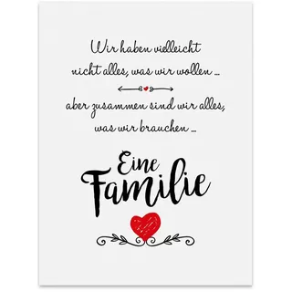 TypeStoff Kunstdruck, Poster mit Spruch – EINE FAMILIE - Typografie-Bild auf hochwertigem Karton - Plakat, Druck, Print Wandbild - KD-00101-M