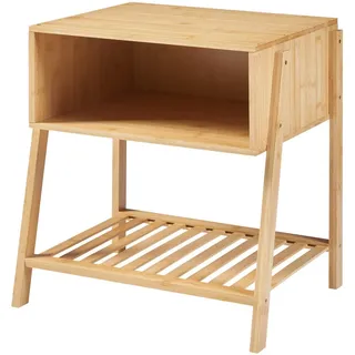[en.casa] Nachttisch, Natur, Holz, Bambus Rechteckig, 45x50x36 cm Schlafzimmer, Nachttische
