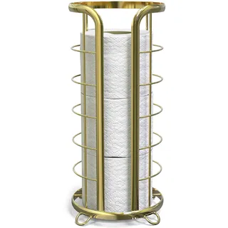 BROOKSTONE, Trending Toilettenpapierhalter, freistehend, minimalistische Aufbewahrungslösung, modernes und stilvolles Design, hält Mega-Rollen, goldfarben