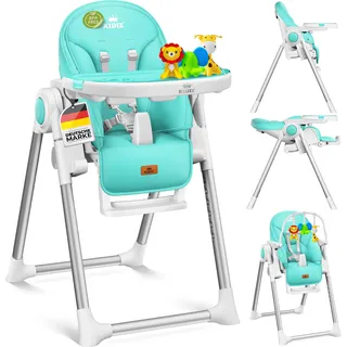 Kidiz 3in1 Hochstuhl Kinderhochstuhl inkl. Spielbügel Babyliege Kombihochstuhl Babyhochsitz ,7 höhenverstellbar Verstellbare Rückenlehne , mitwachsend ab 0 Monate bis 6 Jahre Babystuhl