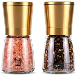 Gourmet-Salz- und Pfeffermühle-Set - verstellbar - 2 Stück - Gold - keramisch und Edelstahl