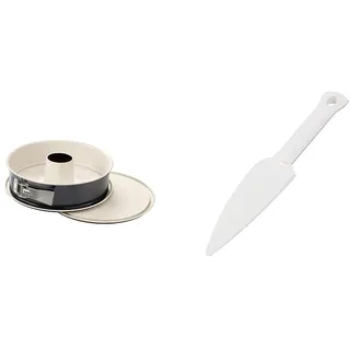 Dr. Oetker Springform mit Flach- und Rohrboden Ø 28 cm, Kuchenform mit 2 Böden (creme/anthrazit), 1 Stück & Kuchenlöser, einfaches und schnelles Lösen, weiß, Menge: 1 Stück