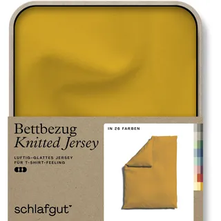 schlafgut Knitted Jersey uni, aus Bio-Baumwolle mit Elasthan, Reißverschluss«, (1 St.), bügelfrei, Mix & Match Bettwäsche: passender Kissenbezug erhältlich Schlafgut Yellow Deep B/L: 135-140 cm x 200 cm