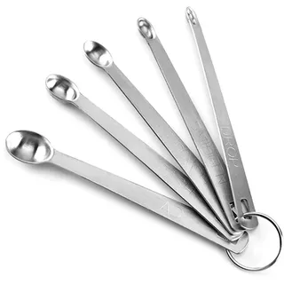 Hemuu 5 PCS Messlöffelsets, Edelstahl Messlöffel Mini Löffel Set Spoons Set Backwerkzeug Trockene Flüssige Löffel Messlöffel Set zum Backen Kochen Küchenzubehör (S)