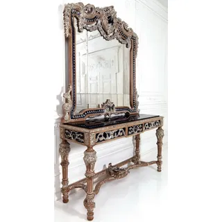 Wandspiegel Landhausstil Konsole Schminktisch mit Spiegel Konsolentisch Braun - Braun