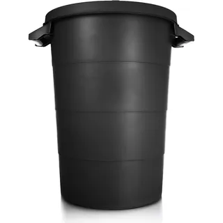 BigDean wetterfeste Universaltonne mit Deckel und 2 stabilen Tragegriffen 80 Liter SCHWARZ - Regentonne Mülleimer - Indoor und Outdoor geeignet - EU - Schwarz