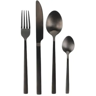 BERGER Besteck-Set | 16-tlg. Besteckset Essbesteck aus rostfreiem Edelstahl | Hochwertiges Tafelbesteck Besteck Set mit Messer Gabel Löffel | Spülmaschinenfest und langlebig (Schwarz matt)