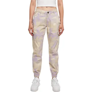 Urban Classics Damen Women's High Waist Camo Cargo Trousers Hose, Purple Camo, 27 EU
