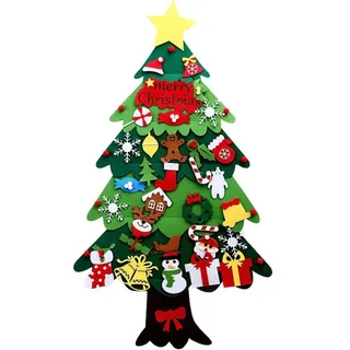 KARLOR DIY Filz-Weihnachtsbaum, 110 x 70 cm, Wanddekoration Weihnachtsbaum mit Ornamenten Grün Weihnachten Fenster Wand Tür Deko Basteln Weihnachtenbaum aus Filz groß