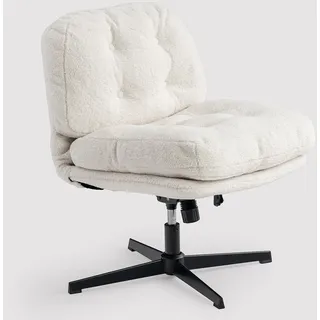 MEUBLE Cosy Sessel Lehnstühle Lounge mit höhenverstellbar Wippfunktion Relaxsessel 360° Drehbar Schminkstuhl Polsterstuhl für Schlafzimmer Wohnzimmer Vanity, Bouclé-Stoff, Weiß