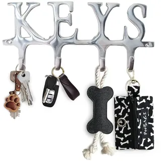 Comfify Schlüsselhalter Keys – Schlüsselhalter zur Wandmontage – 4 Schlüsselhaken – dekorativer Aluminiumguss Schlüsselbrett – poliert – mit Schrauben und Dübeln (Schlüssel AL-1507-20)