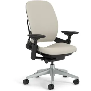 Steelcase Ergonomischer Bürostuhl, Leap, 4D-Armlehnen, Lumbalstütze, Beige