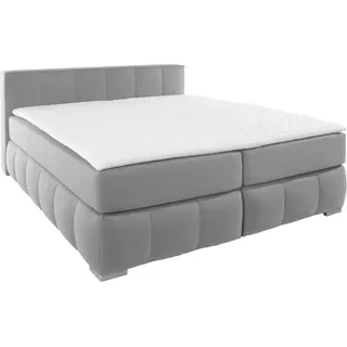 Home affaire Boxspringbett "Chelles" inkl. Topper, in XXL- Überlänge 220 cm, Unterbox mit feine Wölbung, grau