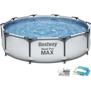 Bestway Pool Schwimmbecken Pools Terra Steel Pro Max Familienurlaub Sommerspaß - Weiß