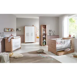 arthur berndt Babyzimmer Mega-Set Marlon 7-tlg. , Eiche Artisan, Weiß , Holz , 3 Schubladen , 1x1x1 cm , Blauer Engel, Hergestellt in Deutschland , Babymöbel & Kindermöbel, Babyzimmer
