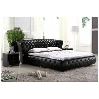 JV Möbel XXL Chesterfield Lederbett Bett Betten Leder Leder Polster Ehe Designer Neu - Schwarz