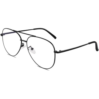 GQUEEN Pilot Stil Fake Brille Ohne Stärke Damen Herren Retro Metallrahmen UV400