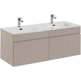 Doppelwaschtisch 121 cm Keramik Waschbecken IRAKLIO-56-CASHMERE Kaschmir B/H/T ca. 121/49/46 cm - Beige