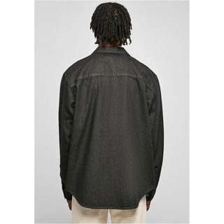 Urban Classics Oversized Denim Pocket Langarmhemd - Real Black Washed - M