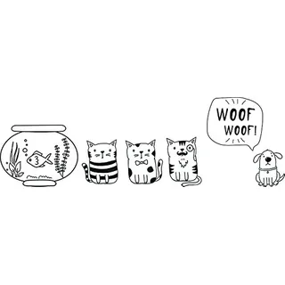 SECURIT Pets Thema Fenster Schablonen inkl. Kreide Marker, Weiß, A3 Größe, Set von 3