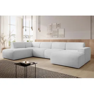 ax living XXL Sofa U Form Didim Silber 378ncm modern & großzügig L - Silber