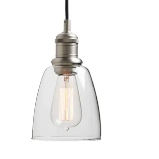 Yosoan Glocken Klar Glas Industrie Pendelleuchte Badezimmerleuchte, Badezimmerlampe, Innenleuchte, spritzwassergeschützt Deckenleuchte Hängelampe Hängeleuchten (Gebürsteter Edelstahl Farbe)