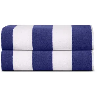Sweet Needle Strandtücher – Gestreift Klassisch, Ringgesponnenes Poolhandtuch aus 100% Baumwollfrottee, Schnelltrocknend, 450 g/m2, 2er-Pack, für Erwachsene (Cabana – Königsblau, 76 x 152 cm)