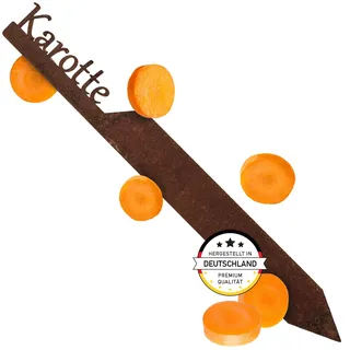 EXTRAVAGANT® Gartenstecker „Karotte“ Gemüsestecker Gemüseschilder Gemüse Metall Stahl Rost Edelrost wetterfest für Garten Beet Pflanzenschilder Pflanzenstecker Gartenschilder Gartendeko Roststecker