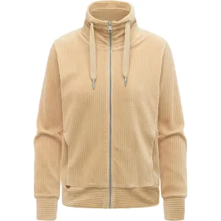 Sweatjacke RAGWEAR "Sweatjacke Ronette Cordy", Damen, Gr. XXL, beige (ecru), Obermaterial: 76% Baumwolle CO. 20% Polyester PES. 4% Elasthan EL., Sweatjacken Sweatjacke